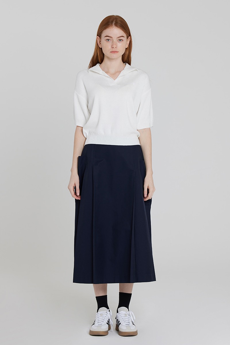 [LZSD]Collar short-sleeved knitwear (white)