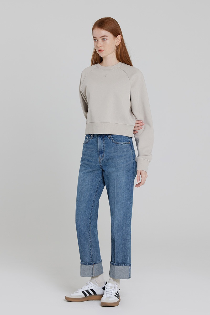 [LZSD]Crop Laglan sweatshirt (light grey)
