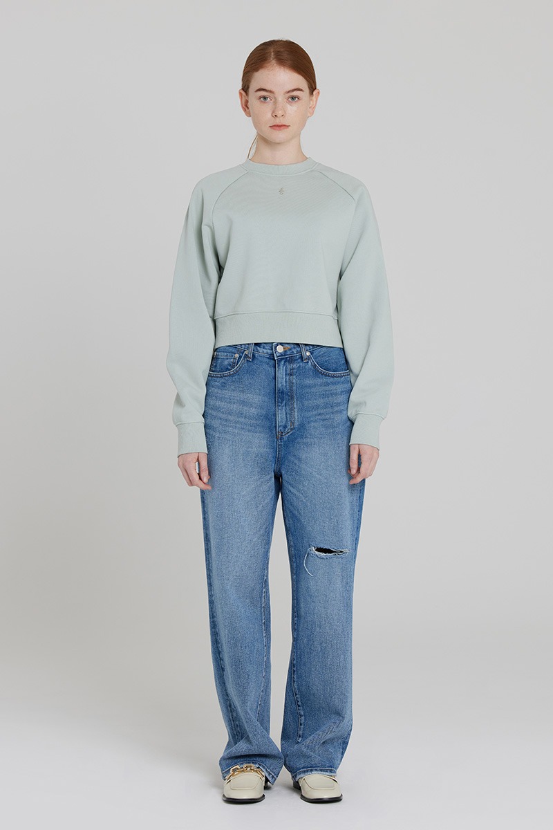 [LZSD]Crop Laglan sweatshirt (mint)