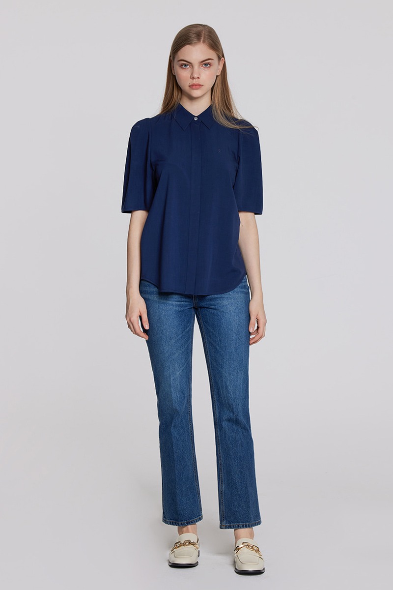 Puff Sleeves Blouse (navy)